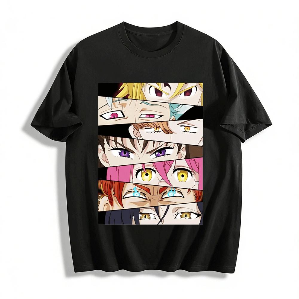 The Seven Deadly Sins Character Eyes Print Anime Casual T-Shirt Pure cotton T-shirt XXS