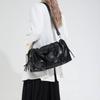 Faux Leather Duffel Bag Women's Fashion Shoulder Tote with Front Zip Pocket