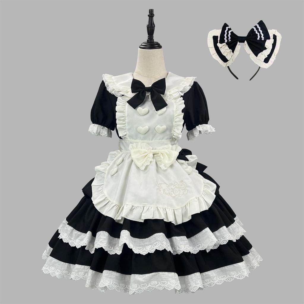 Noble Sweet & Spicy Black Pink Lolita Maid Dress