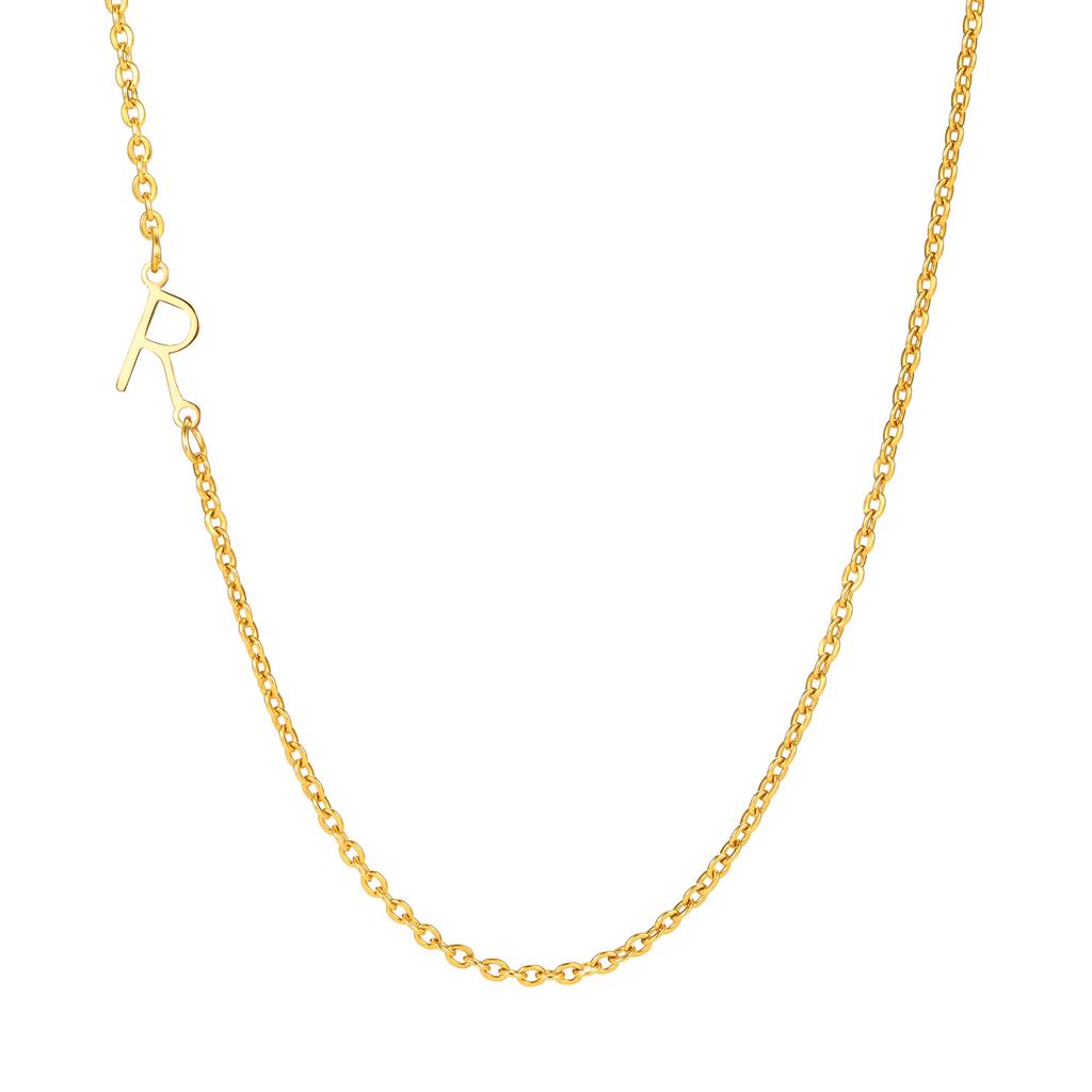 A-Z 26 Letters Initial Necklaces for Women 18k Gold Color Stainless Steel Necklace Rolo Chain Pendants Anniversary Jewelry