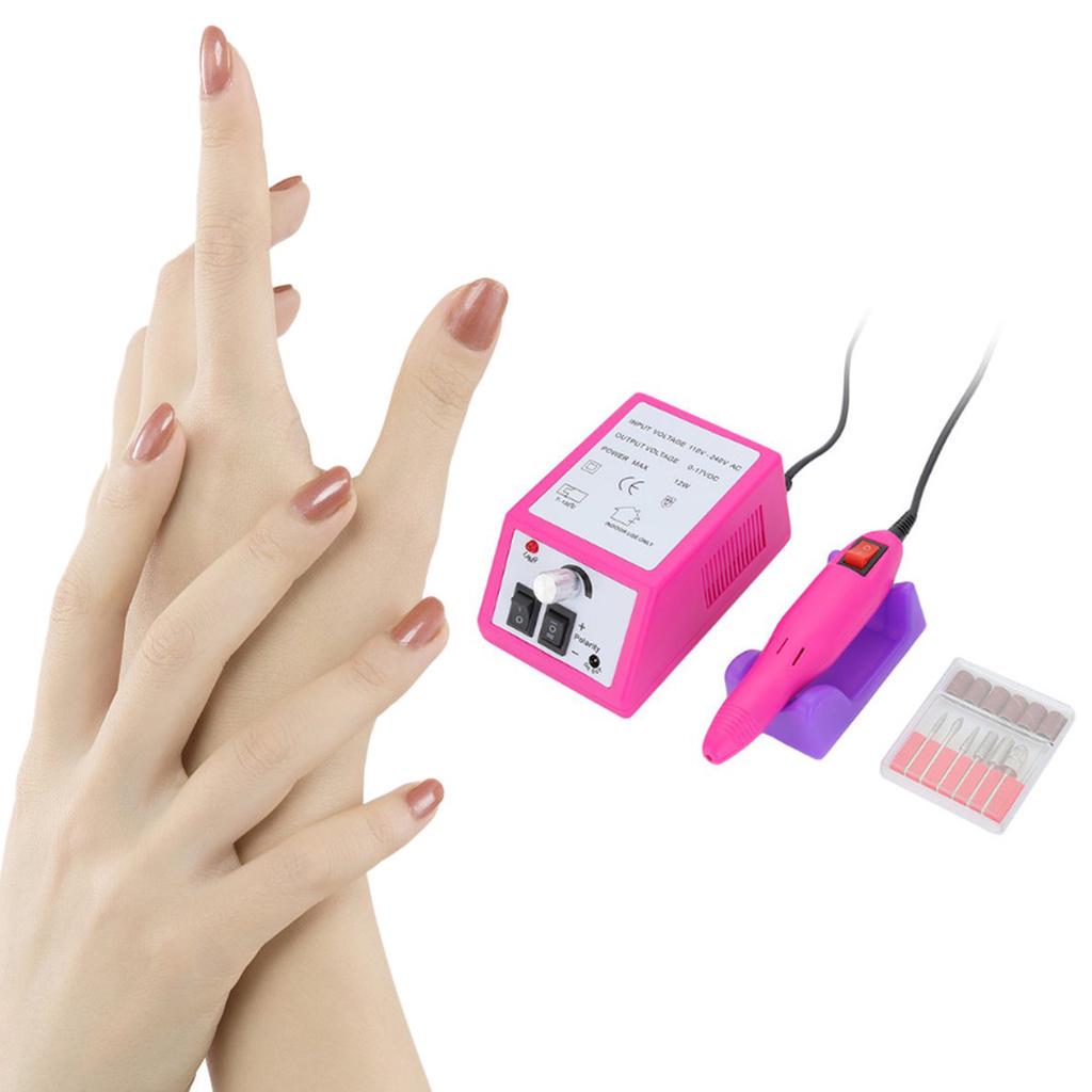 

Electric Nail Art Drill Machine Salon Manicure Nail File Sanding Bands Equipment Home DIY Tools EU Plug рожевий червоний колір
