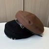 British Retro Belt Buckle Beret Children Autumn and Winter Polished Woolen Painter Hat Casual Versatile Fashionable Bud Hat