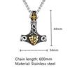 Vikings Thors Hammer Necklace Stainless Steel Double Sided Pendant Norse Amulet Men Vintage Jewelry
