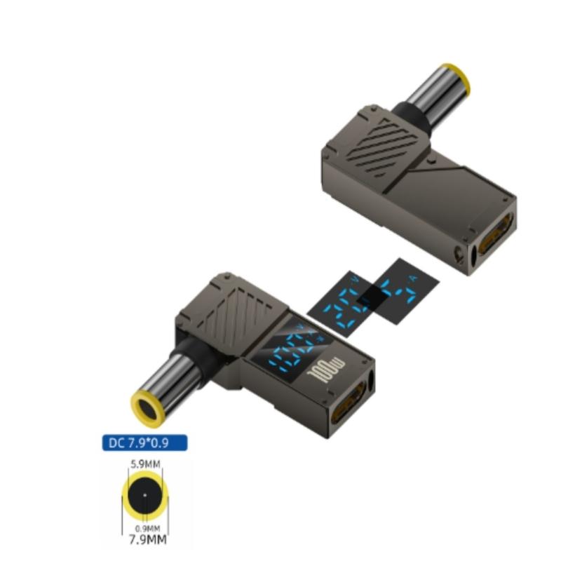 USB C auf Gleichstrom 100W PD Typ C Buchse auf Stecker Verbinder Mit Digitalanzeige für Monitore Spannungen Strom Leistung