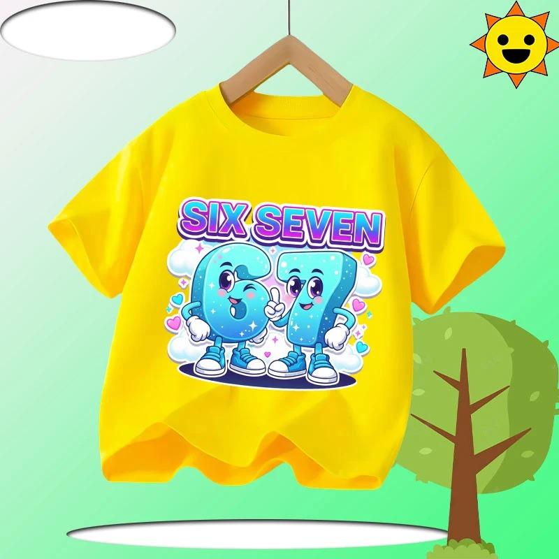 Summer 67 Six Seven Cool Funny Printed T-shirt Kids T-Shirts Fashion Oys Girls Cotton Tee Italian 67 Casual Children Clothes Top