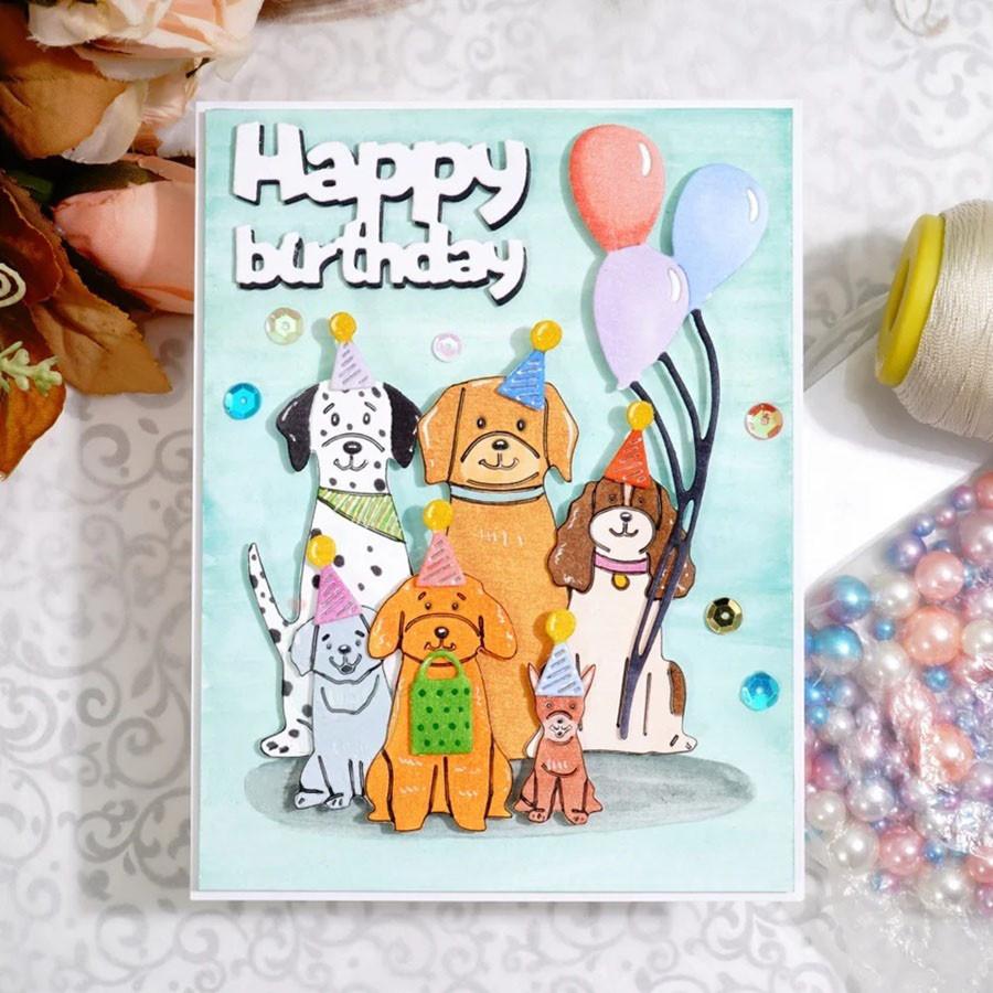 Puppies Celebration Balloon Metal Cutting Dies Stencil for DIY Scrapbooking Photo Album Embossing Paper Cards Crafts Diecuts