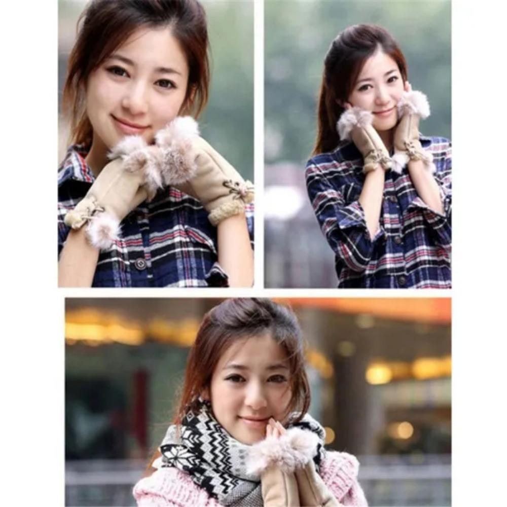 1PAIR Women Fashion Gloves Half Finger Warmer Winter and Autumn Gloves Arm Crochet Knitted Rabbit Hair Mitten Warm Rhombus Artificial Gloves