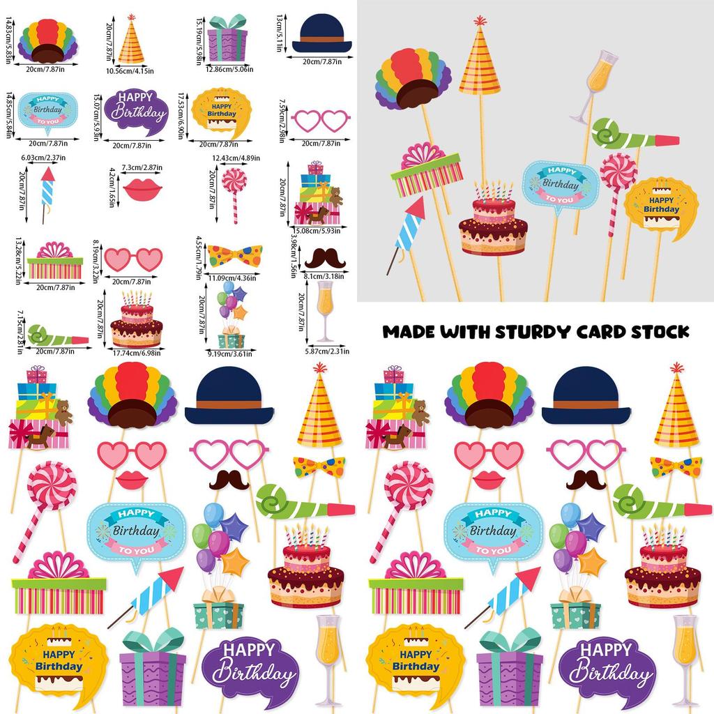 Birthday Party Photo Props Set With Funny Paper Decorations For Celebrations And Events
