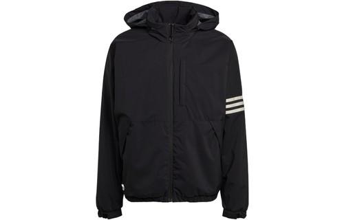 

adidas Striped Pattern Stand Collar Zip-Up Long Sleeve Jacket M чёрный