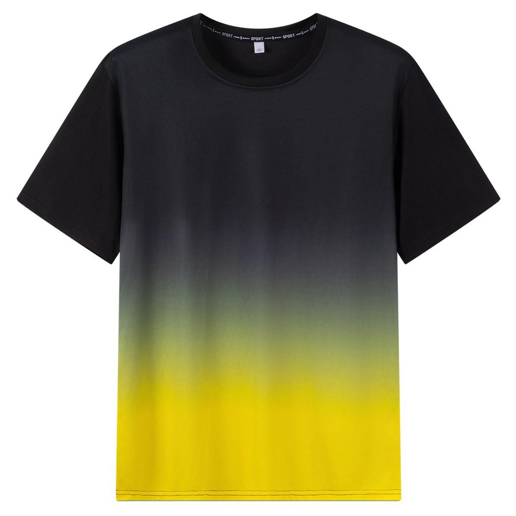 Men Fashion Gradient Color Tees Short Sleeve 3D Print Polyester T-Shirt