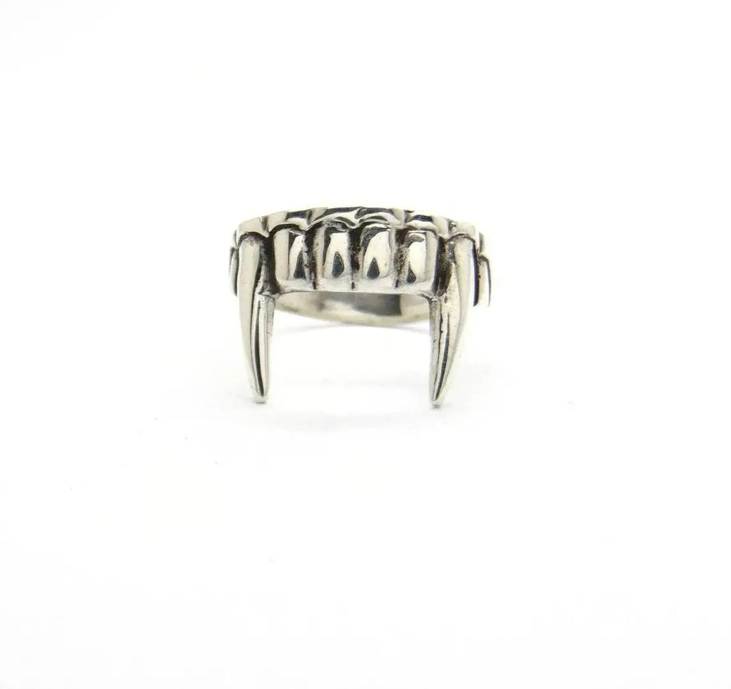 Antique Vampire Teeth Silver Color Open Ring for Women Men Retro Creative Hiphop Adjustable Rings Punk Party