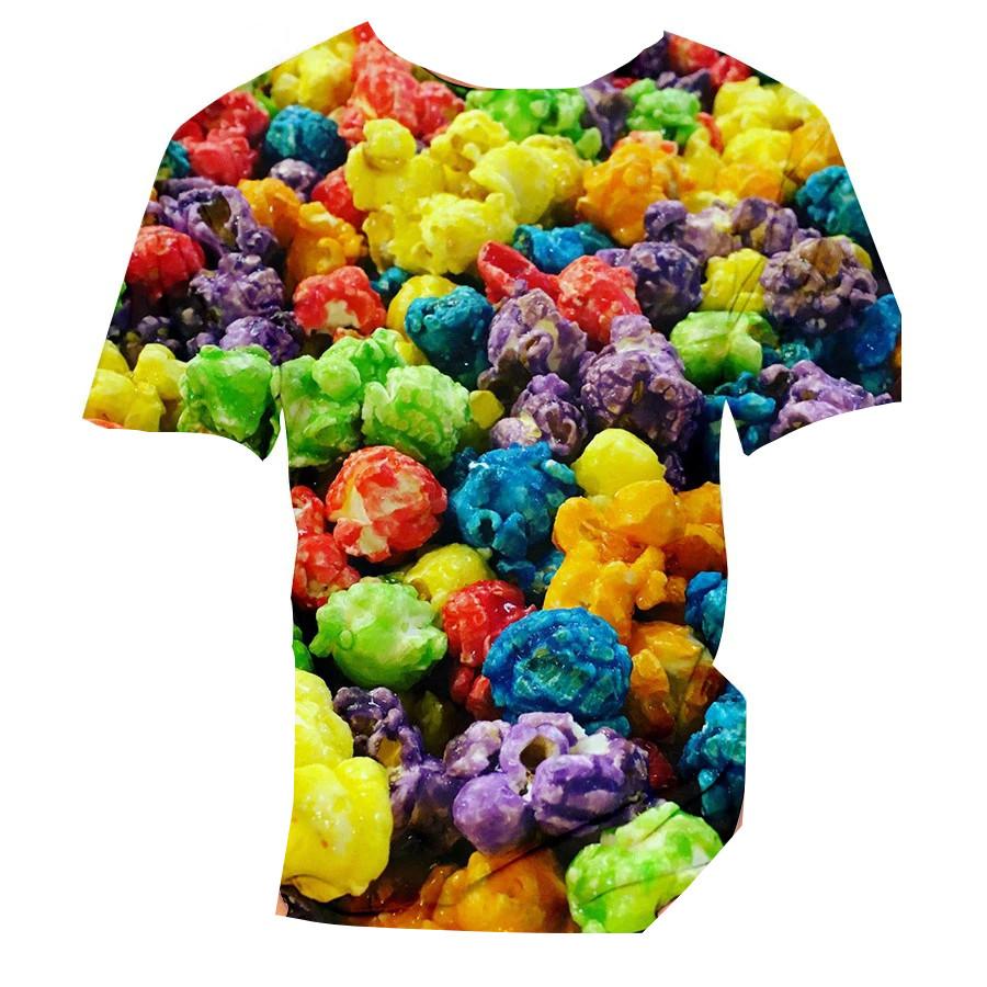 Kids 3D Popcorn Food Print Round Neck Short Sleeve T Shirt Oversized Outdoor Daily Casual Top