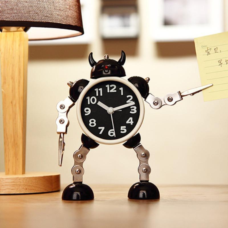 

Transformed Robot Student Small Alarm Clock Cute Children Boy Girl Cartoon Mute Metal Alarm Clock Mini Cartoon