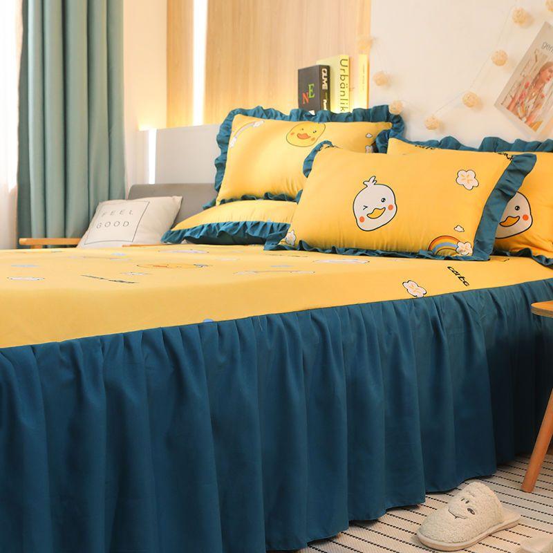 3-częściowy zestaw spódniczek na łóżko, pogrubiona, szlifowana, narzuta na łóżko, prześcieradło z dopasowaną gumką, miękka, antypoślizgowa, spódniczka na łóżko w rozmiarze King Queen