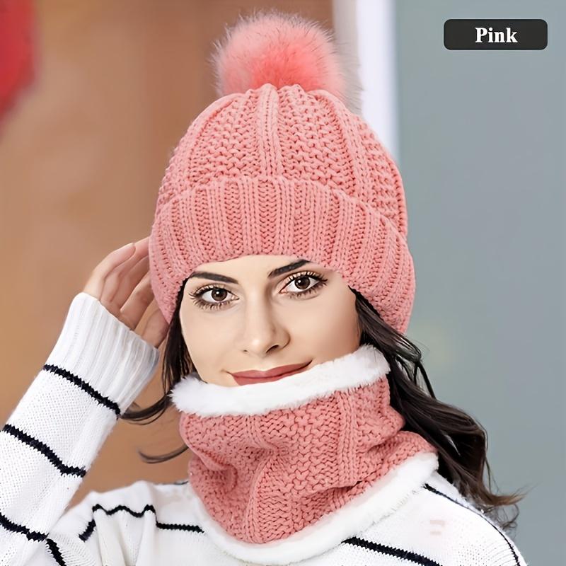 

[1pc Winter Hat] 1pc Thickened Plush Winter Hat Set | Windproof and Cold-Proof Casual Warm Hats with Scarf 1pc