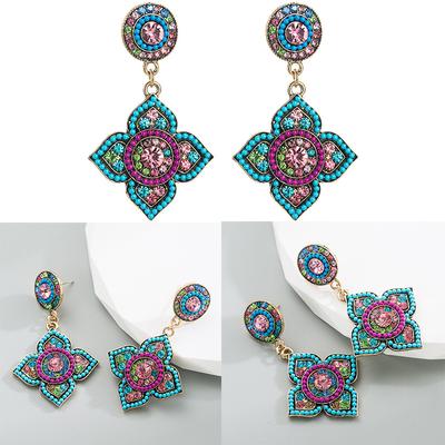 Bohemian Earrings Crystals High Sense Colorful for Women Beautiful Flowers Earrings