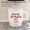 10oz Frosted Glass Mug – Jade-Like Finish, 'Happy Birthday' Red Print, Elegant Gift for Parties