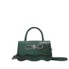 Crocodile Pattern Women'S Bag With Diamond Bow Retro Solid Color Casual Shoulder Crossbody Portable Small Square Bag Tide