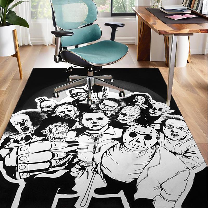 Horror Movie Icons Office Rug Chair Mat, Game Carpet, Suitable for Front Door, Bedroom, Living Room, Desk, Holiday Gift