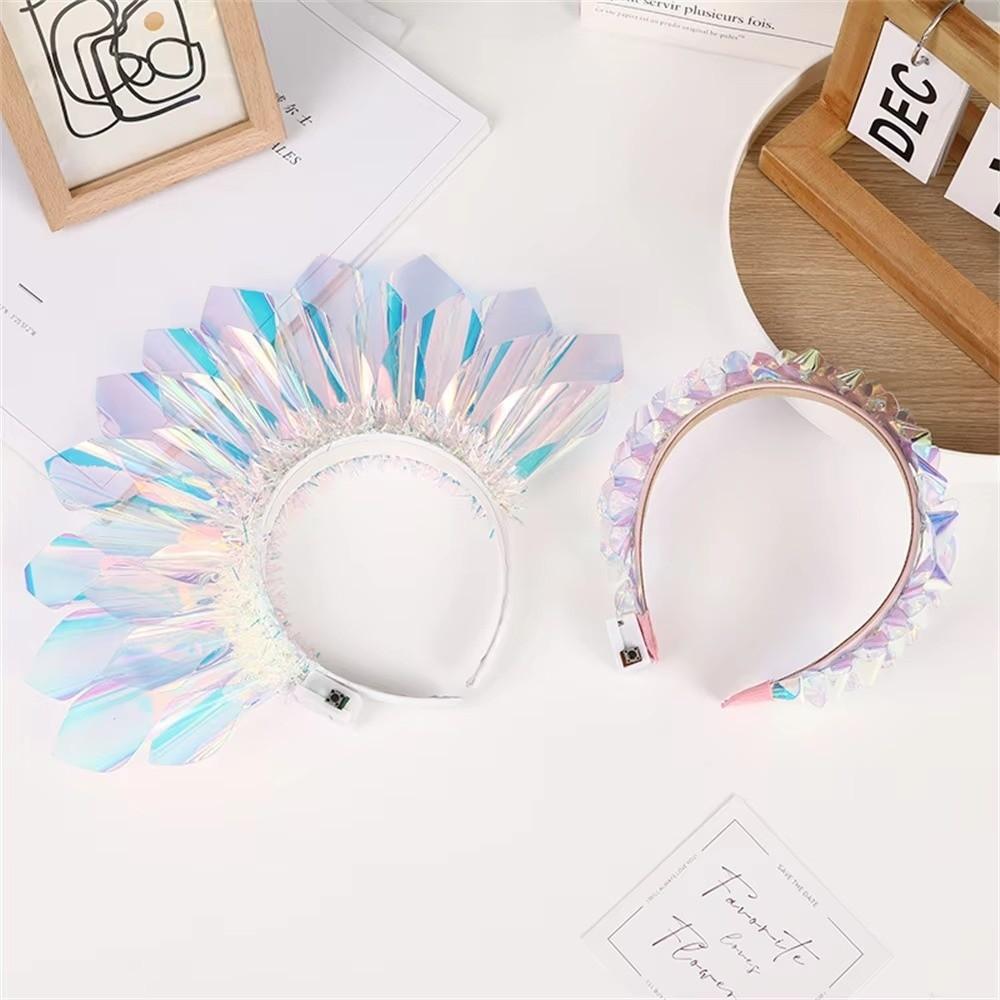 Flashing Light Up Hair Hoop LED Glowing Crown Luminous Laser Headband  Christmas Celebration