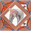 130cm European Retro Geometric Stripe Horse Head War Horse Women's Fashion Decoration Scarf Silk Scarf