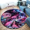 Classic Japanese-style Cartoon Demon Slayer Round Rug, Home Soft Decorative Anti-slip Yoga Mat and Chair Mat, Outdoor Floor Mat Carpet K27