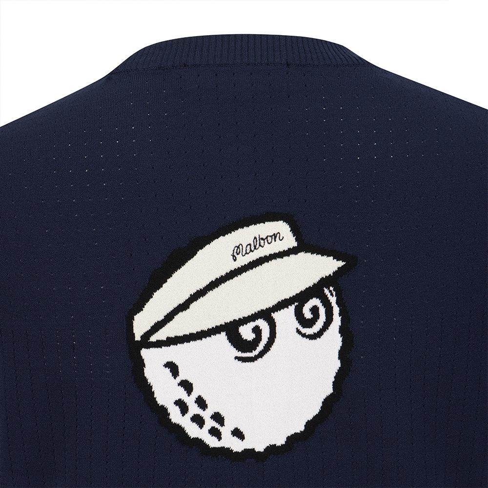 MALBON GOLF Slim Knit Crew Neck Short Sleeve Sweater Navy (Woman)