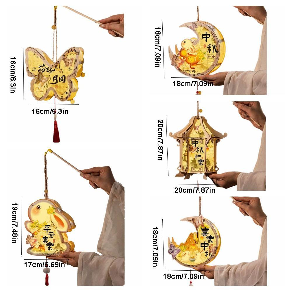 Glowing Rabbit Lanterns Wood Lantern DIY Material Package Mid-Autumn Festival