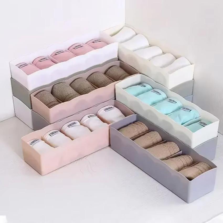 5Grids Underwear Socks Storage Box Drawer Closet Organize Sorting Boxs Divider Desk Accessories Household Storage Basket
