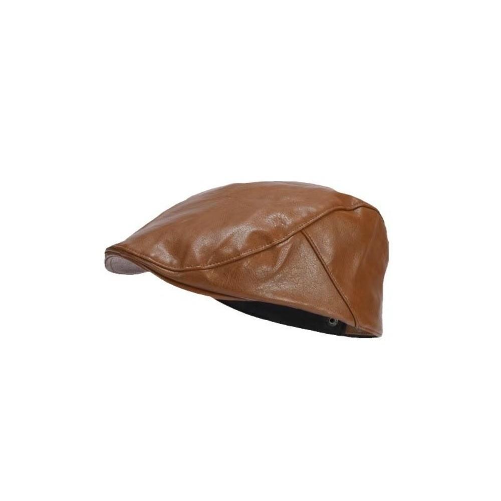 Spring Autumn Material Flat Cap PU Leather Duckbill Caps Fashion Peaked Hat Casual Wear