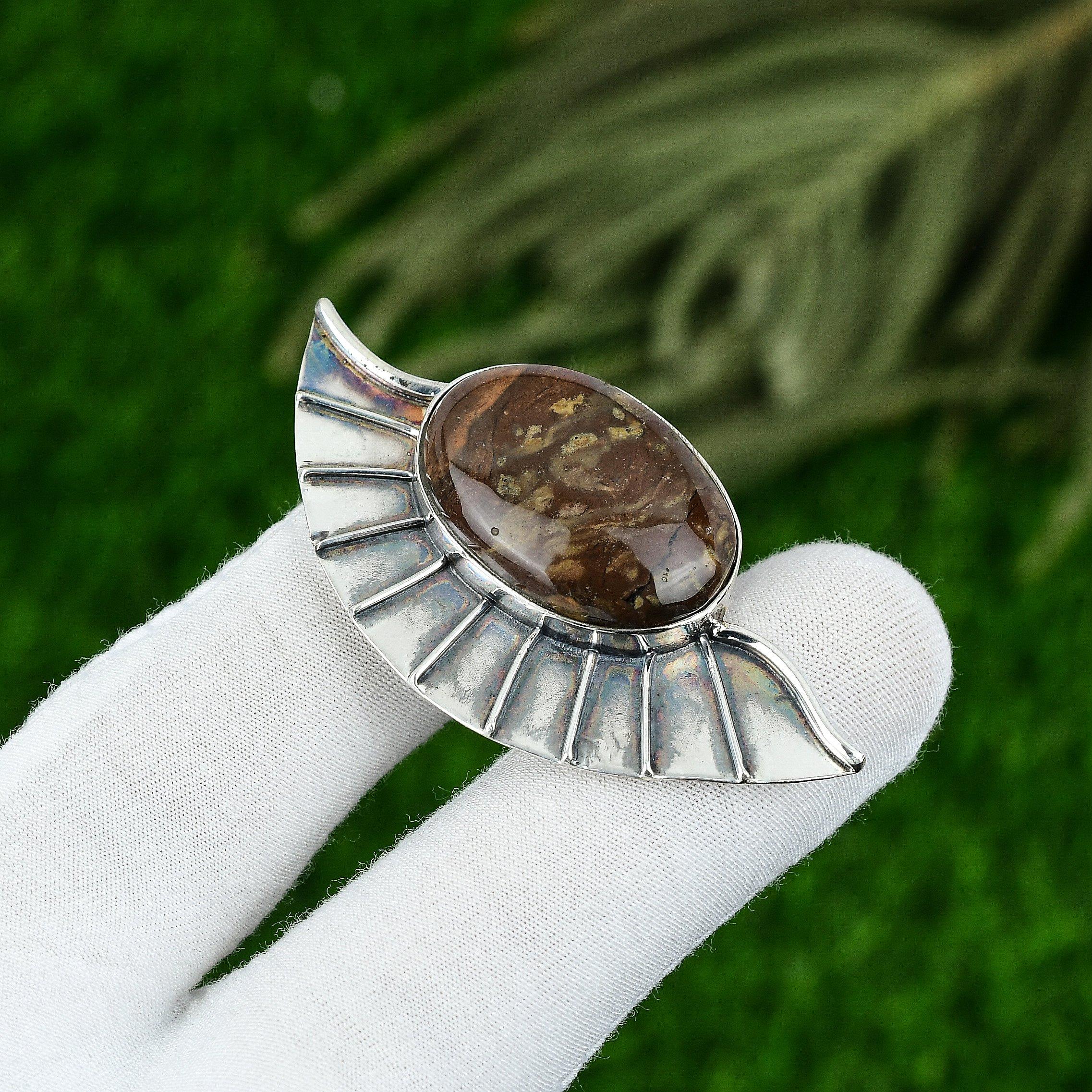 

Daughters Day Sale 925 Silver Oval Natural Coconut Jasper Bezel Mother Pendant