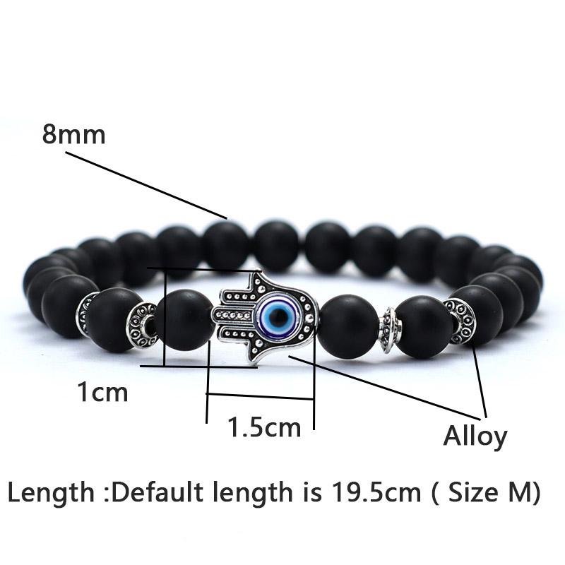 Turecký náramek s okem zla pro muže ženy gotický náramek s rukou Fatimy 8mm přírodní lávový kámen lapis lazuli korálkový náramek pulseras