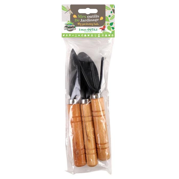 Lot De 3 Mini Outils En Métal Et Bois