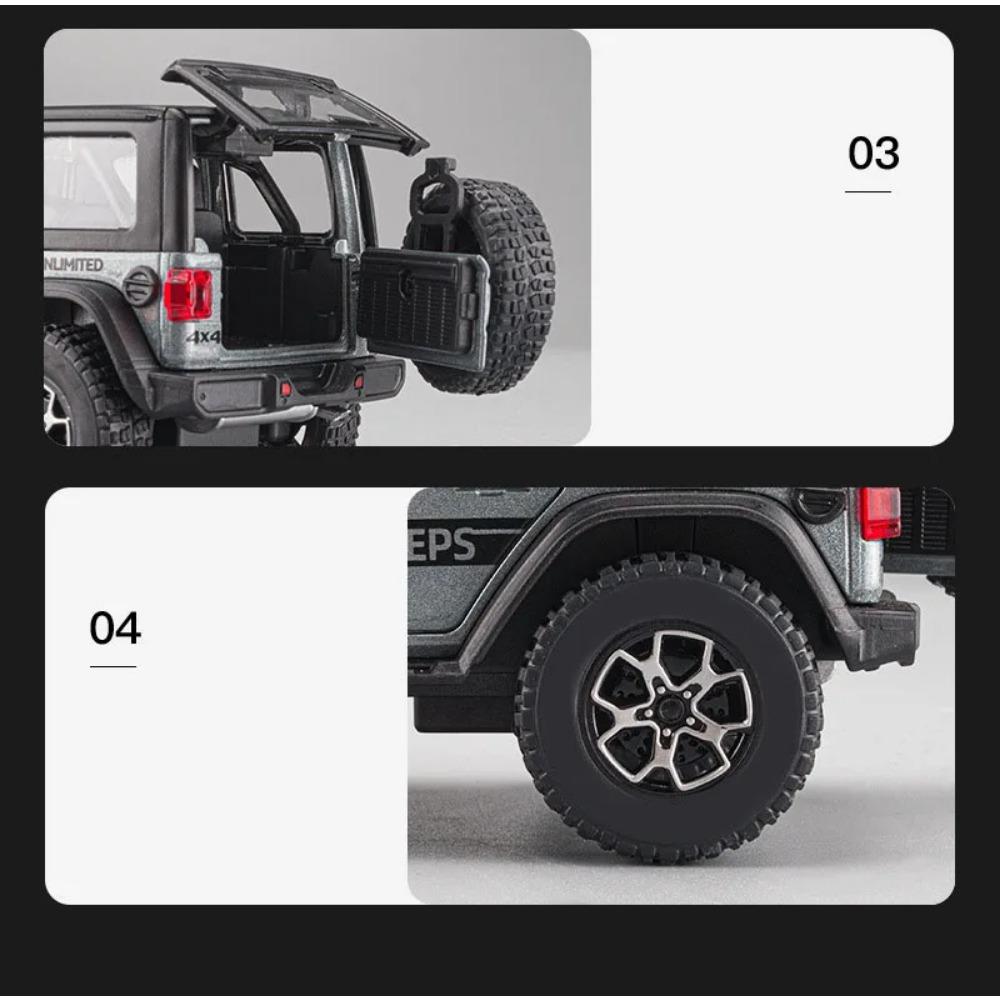 1/32 Scale Wrangler 4X4 Toy Car Models Alloy Diecast 6 Doors Opened Sound Light Pull Back Scale Model Cars Toys Holiday Gifts