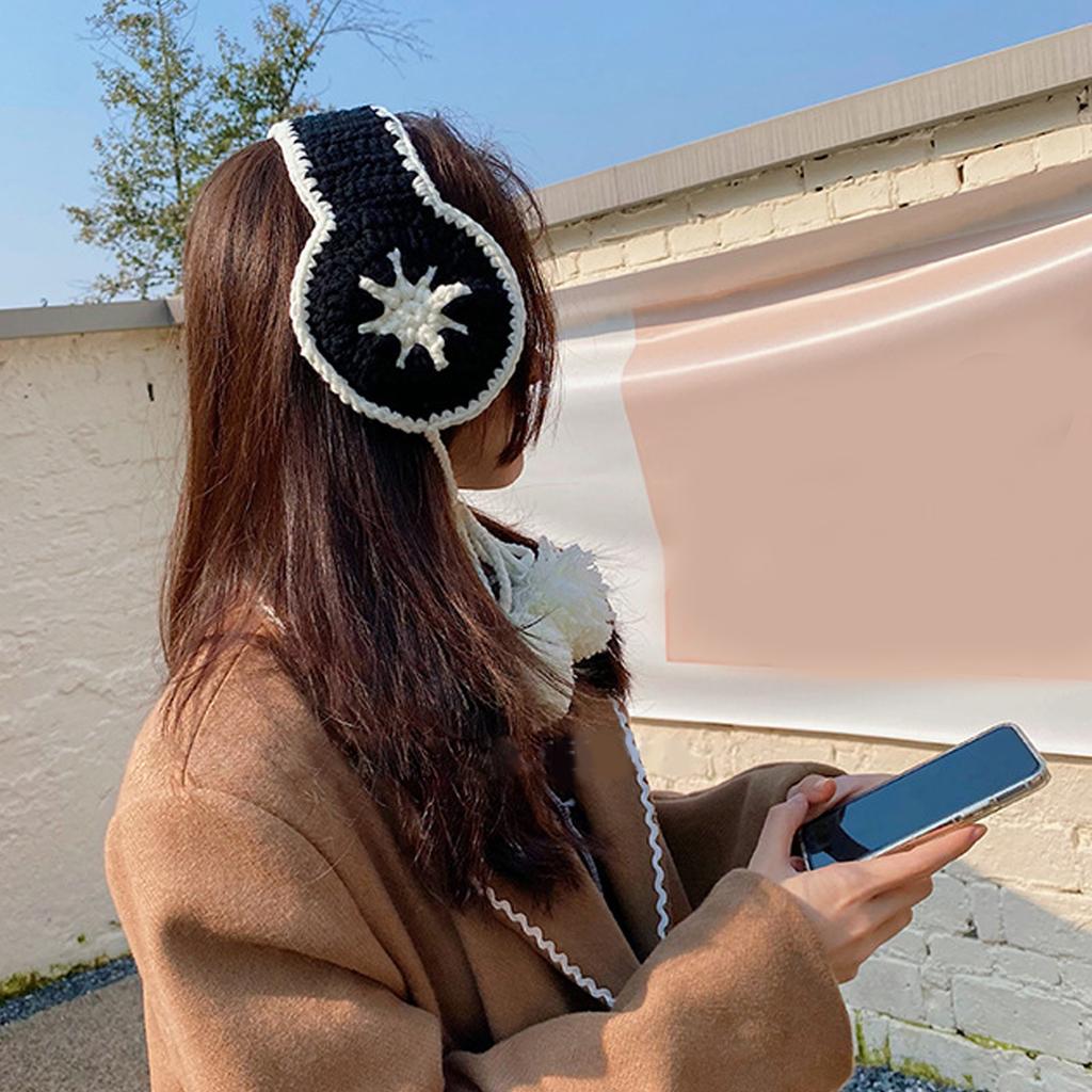 Knit Strap Ear Muffs for Women Warm Ear Warmers Cold Weather Ear Protective Furry Ear Covers for Outdoor Photo Earmuff