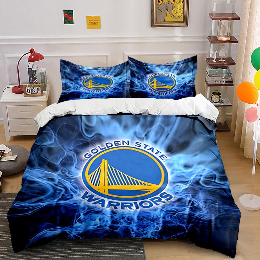 Golden State Warriors Logo Bedding Duvet Cover Set Duvet Cover Pillowcases (1*Duvet Cover 2*Pillowcases, Without Duvet Insert)