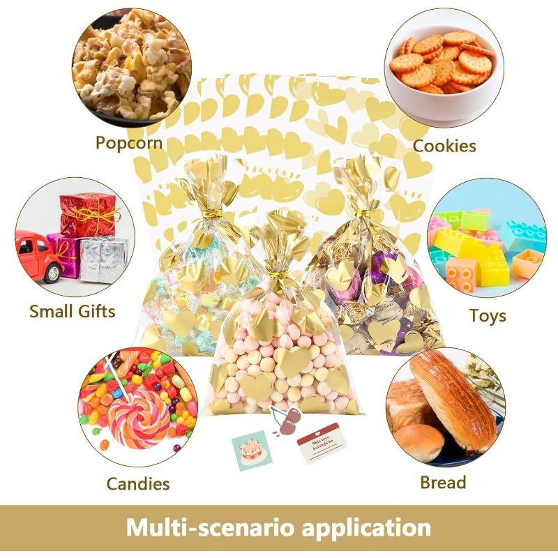 50/100 Pcs Star Printed Gift Wrap Cello Cellophane Treat Bags Party Favor Bags Clear Candy Cookie Bags for Bakery,Birthday, Wedding,Party