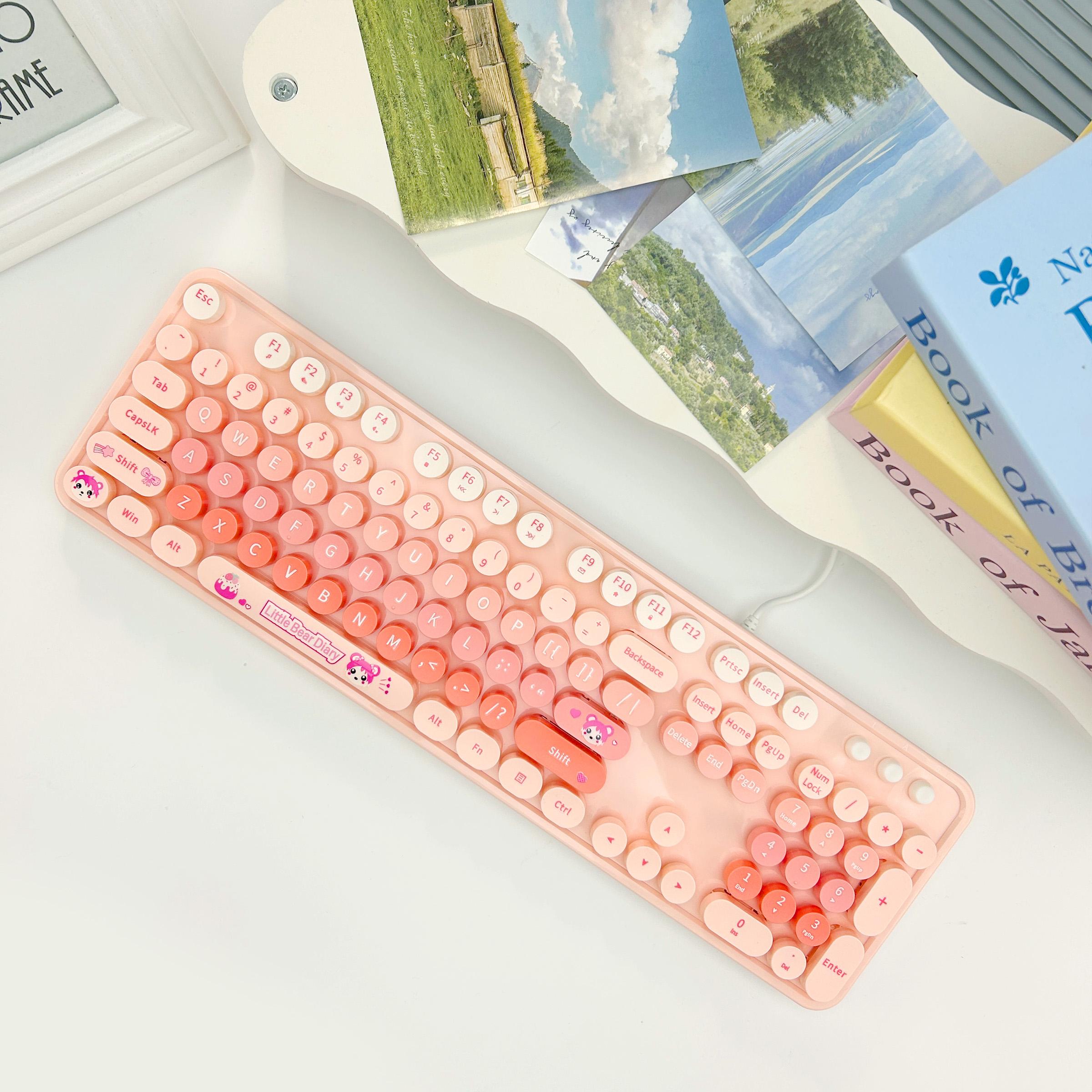 

Mofii Игровая клавиатура Sweet Wired - 104 - Мембранная клавиатура с ретро-круглыми клавишами, совместимая с ноутбуками