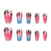 24pcs Medium Length Summer Press on Nail Full Cover False Nail with Seaside and Coconut Tree Designs