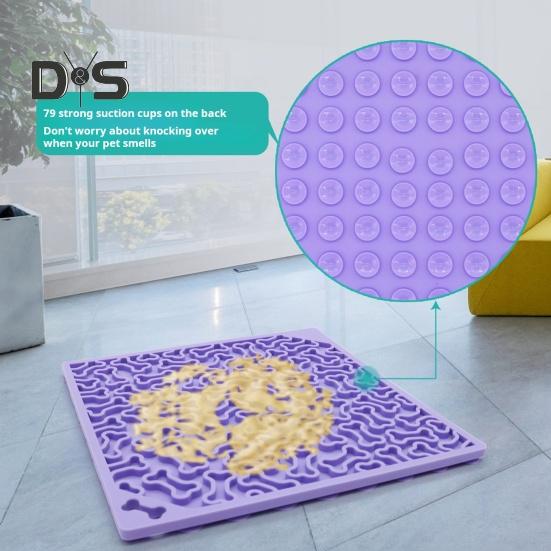 Dog Slow Feeder Mat Silicone Licking Pad with Suction Cup Pet Food Treat Puzzle Mat Slow Feeding Mat for Dogs And Cats