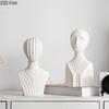 Minimalist Striped Figures Ceramic Statue Desk Decoration Ornaments Abstract White Character Sculpture Room Aesthetic Decor