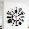 Acrylic Kitchen Wall Clock with Decorative Utensils, Silent Mechanism And Easy-to-Read Numbers,