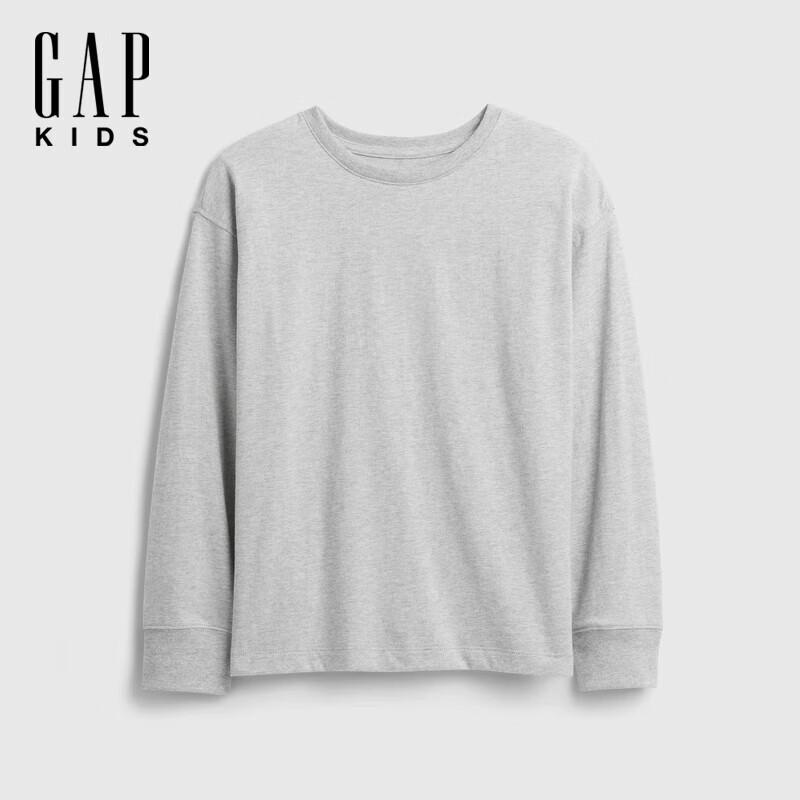 Gap Boys  2025 Fall Cotton Knit Crew Neck Long Sleeve T-Shirt L