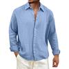 Men's Solid Color Wrinkled Lapel Long Sleeve Shirt Men's Casual Fashion Long Sleeve Shirt