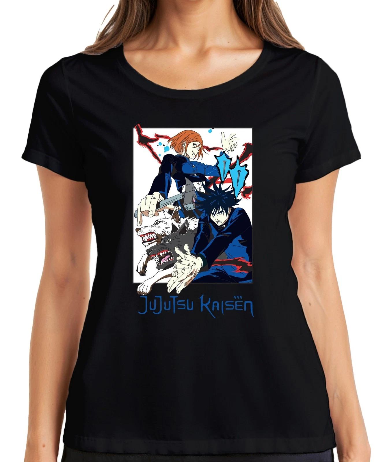 Jujutsu Kaisen Fushiguro Nobara Shikigami Hunde Anime Vintage Damen T-Shirt XL