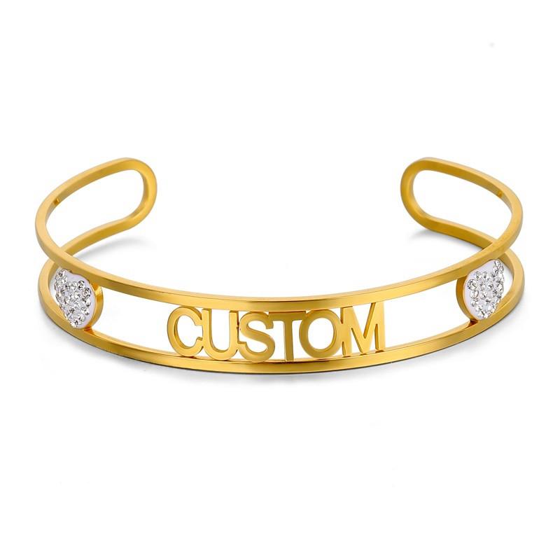 Personalized Custom Name Bracelet For Women Stainless Steel Charms Handmade Engraved Handwriting Love Bangle Gift