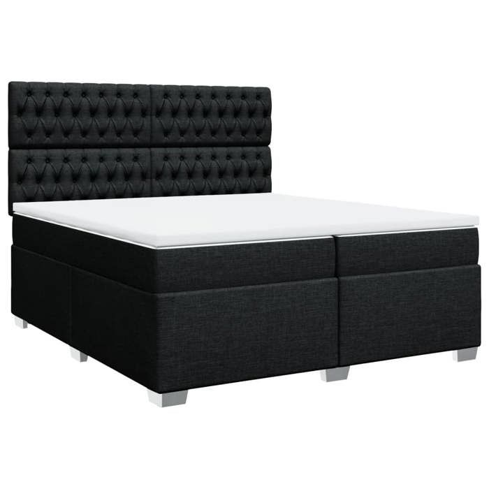 Exclusive House - Bed Slat Base with Mattress Black 200x200 Cm Fabric
