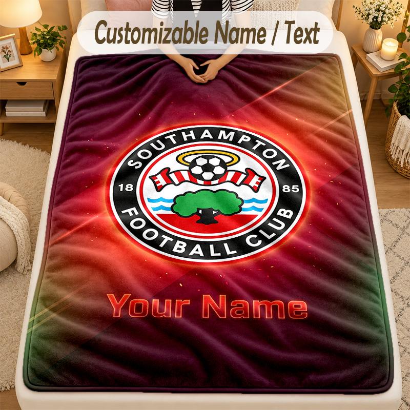 Flannel BlanketSouthampton FC Custom Name Text Personalized Soft Warm Throw Blanket Home Decor Gift