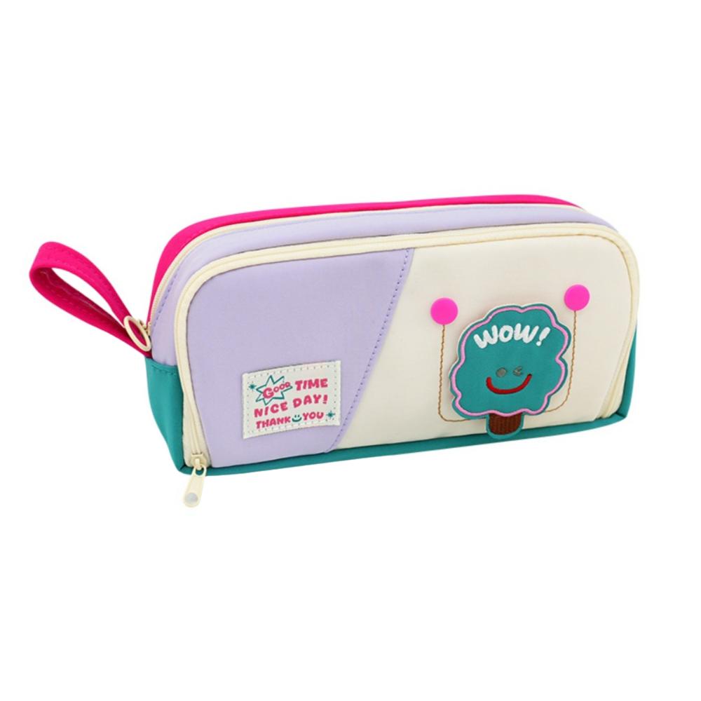 

Ручной вышитый пенал для ручек Корея Органайзер для канцелярских товаров Детский подарок фиолетовый