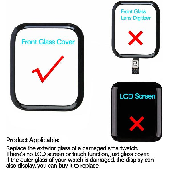 Compatible with Apple Watch Series 4 44mm Screen Replacement - Front LCD Glass Lens Replacement Repair Kit & Watch Glass Repair(No LCD Screen and